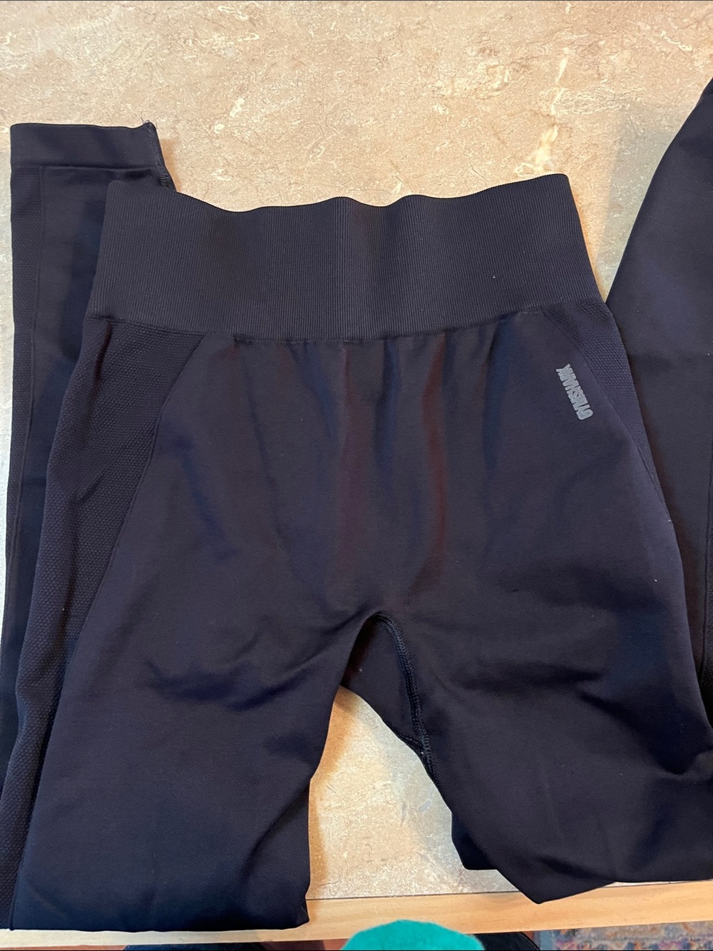 Gymshark womens Black Active Leggings with Ribbed Waistband